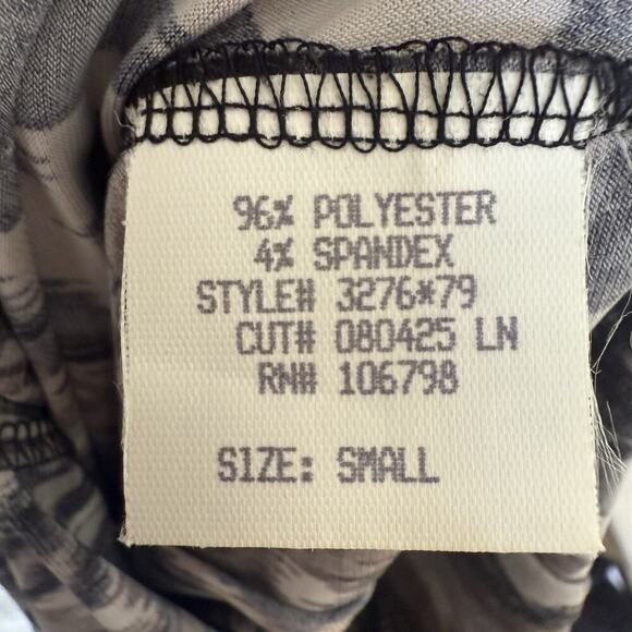 Vintage Y2K LILY Brown Animal Print Top V Neck 3/4 Sleeves Twist Front Stretch S - Picture 7 of 9